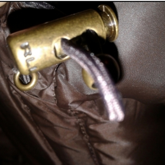 RALPH LAUREN polo Puffer Down Jacket Womens Size S/M Brown Snap Full Zip - Picture 5 of 8